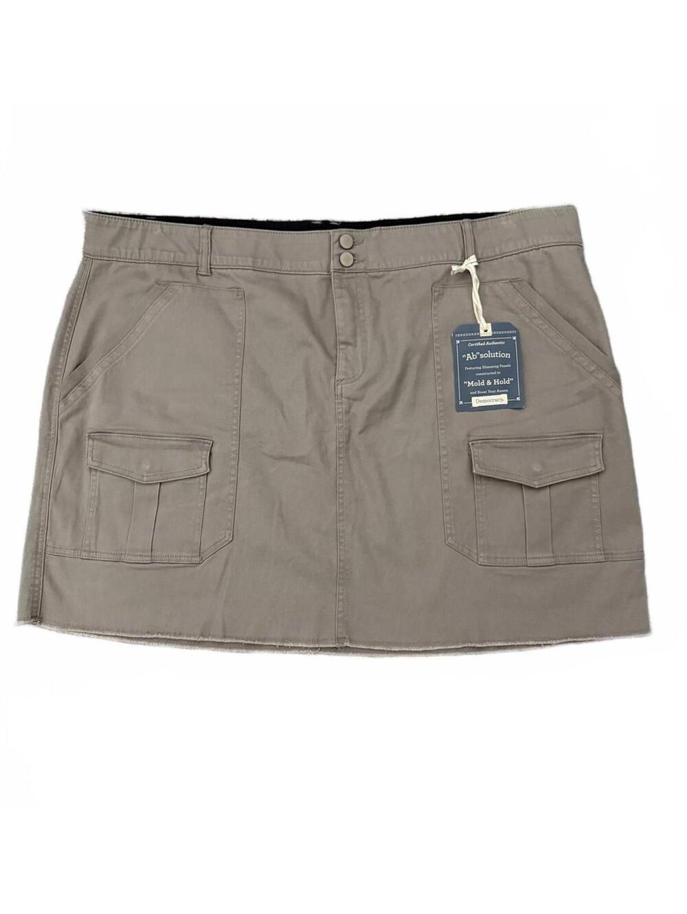 NEW Democracy "Ab" Solution Cargo Skirt Size 22W Khaki Utility Mini Mold & Hold